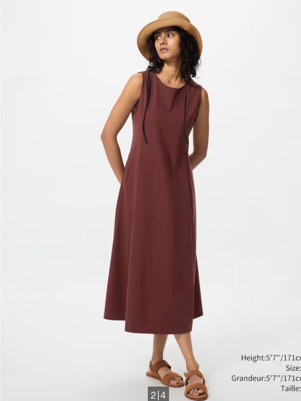 BNWOT - Uniqlo AIRism Sleeveless Dress in Burgundy Wine